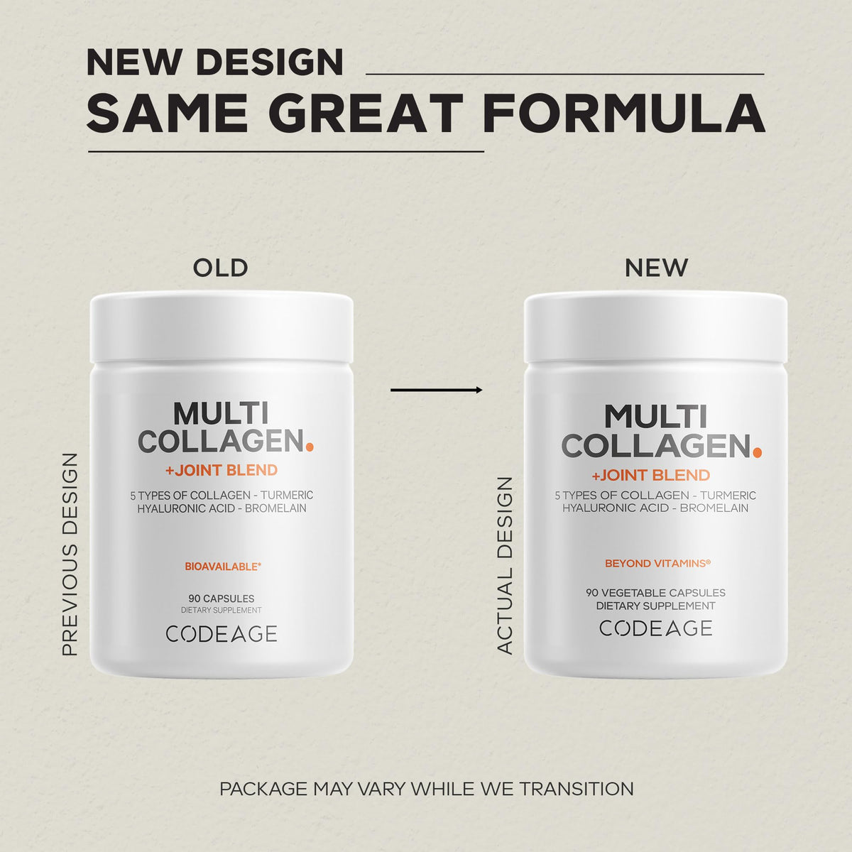 Codeage Multi Collagen Protein + Joint Blend Supplement, Hyaluronic Acid, Bromelain, Turmeric, Ginger, Boswellia, Astaxanthin - Hydrolyzed Bovine Collagen - 5 Collagen Types - Non-GMO - 90 Capsules CodeageBuy Supplements Australia