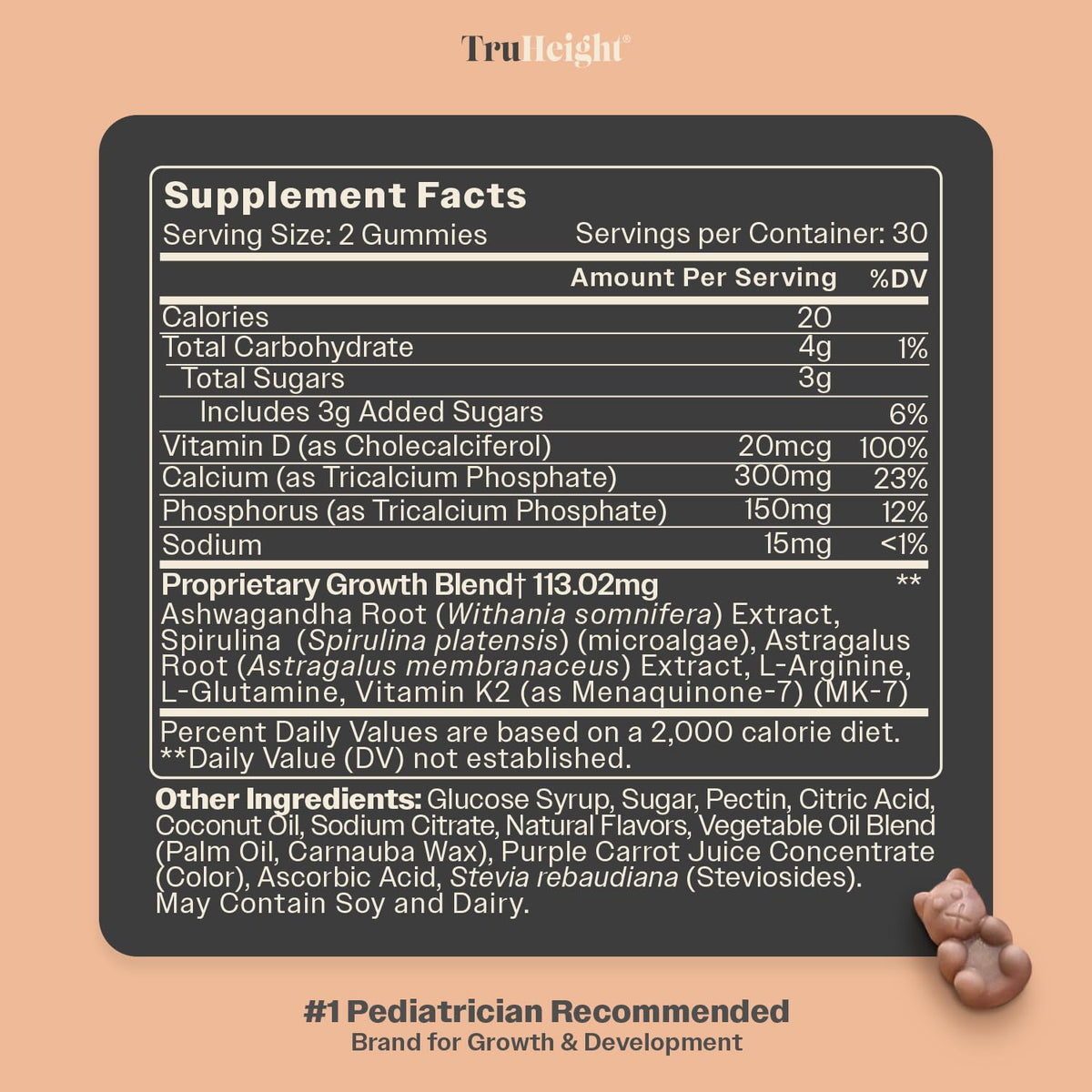 TruHeight Growth Gummies (Watermelon) Tall Nutrition for Natural Growth Supplement for Kids & Teens - Vitamin D, K, Calcium & Ashwagandha, Bone Strength Vitamins D3 K2, Picky Eater, Taller Ages 5+ ProHeightBuy Supplements Australia