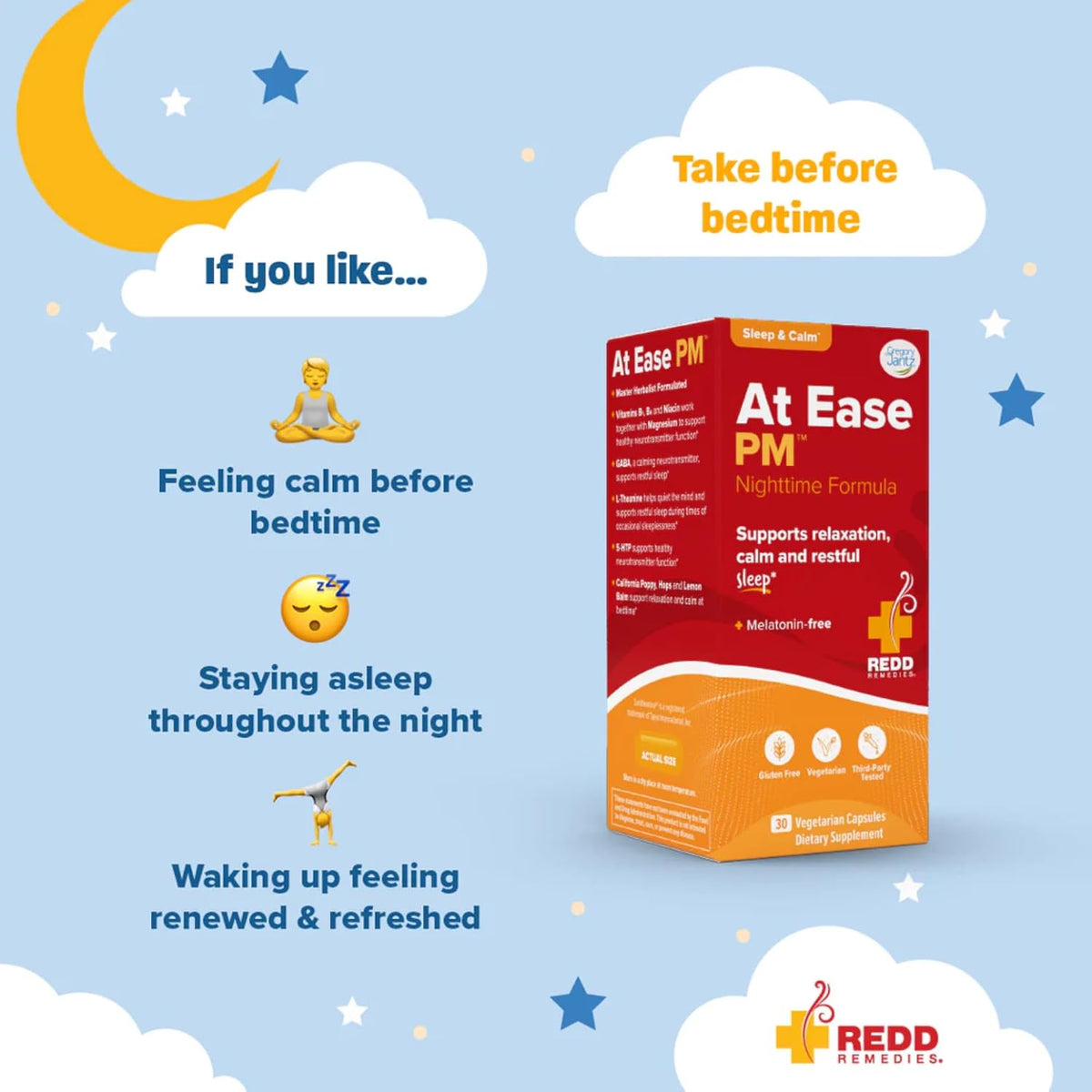 Redd Remedies at Ease, 80 Capsules, and at Ease PM, 30 Capsules