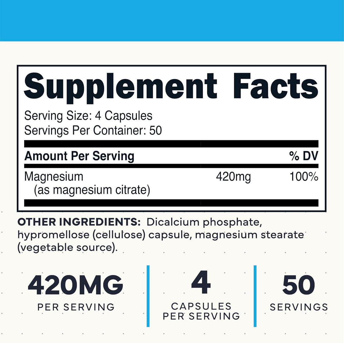 Type Zero Clean Magnesium Citrate (420mg) 200 Capsules, Gluten-Free | Pure Magnesium Citrate Supplement, GMO-Free, 50 Servings