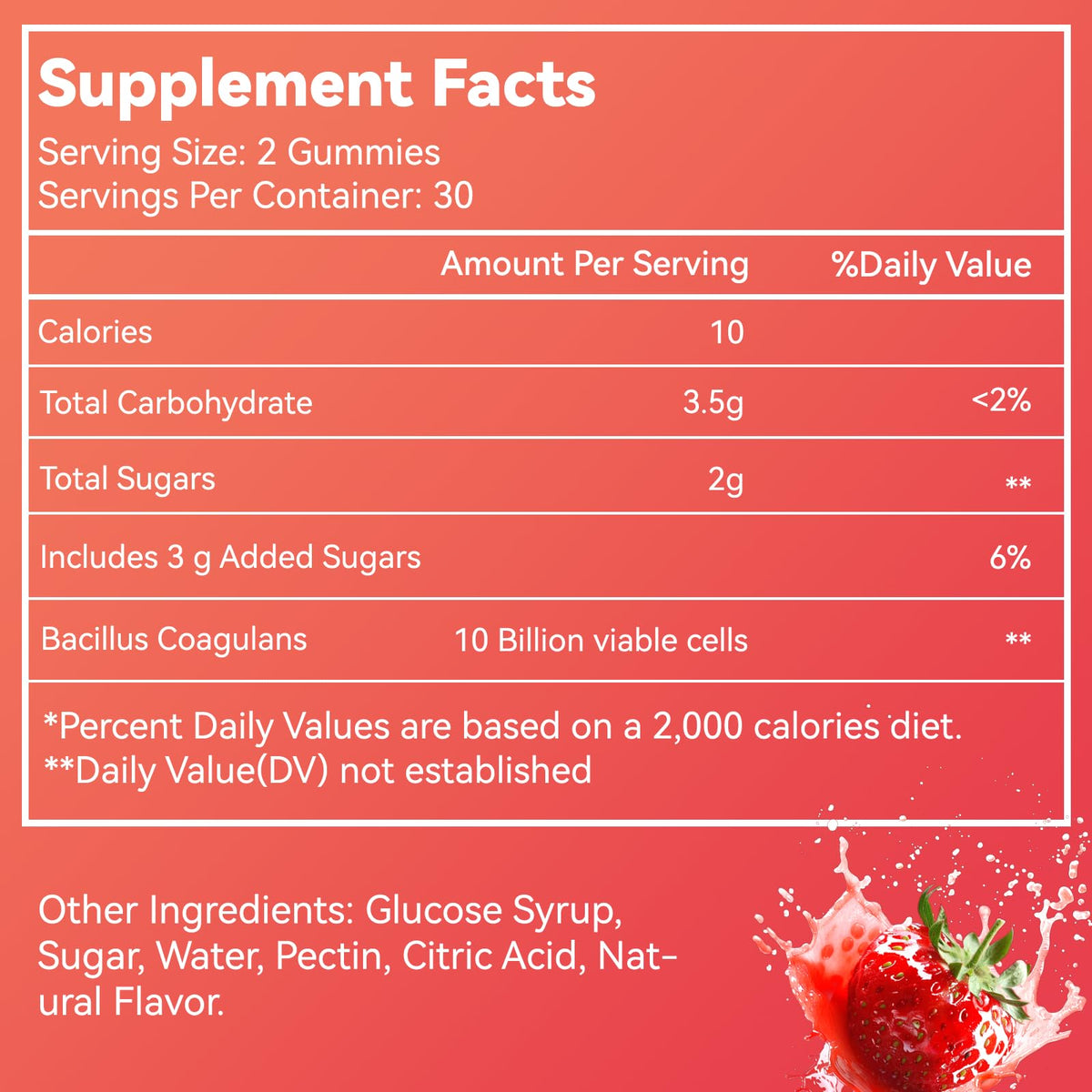 Probiotic Gummies for Digestive Health - 10 Billion CFU Bacillus Coagulans - Vegan & Non-GMO - Immune & Digestive Support for Men & Women - Strawberry & Mixed Berry Flavor