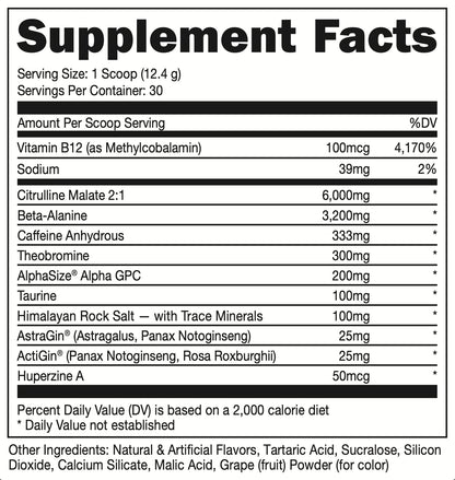Bucked Up - Woke - HIGH STIM Pre Workout - Best Tasting - Focus Nootropic, Pump, Strength and Growth, 30 Servings (Rocket Pop)