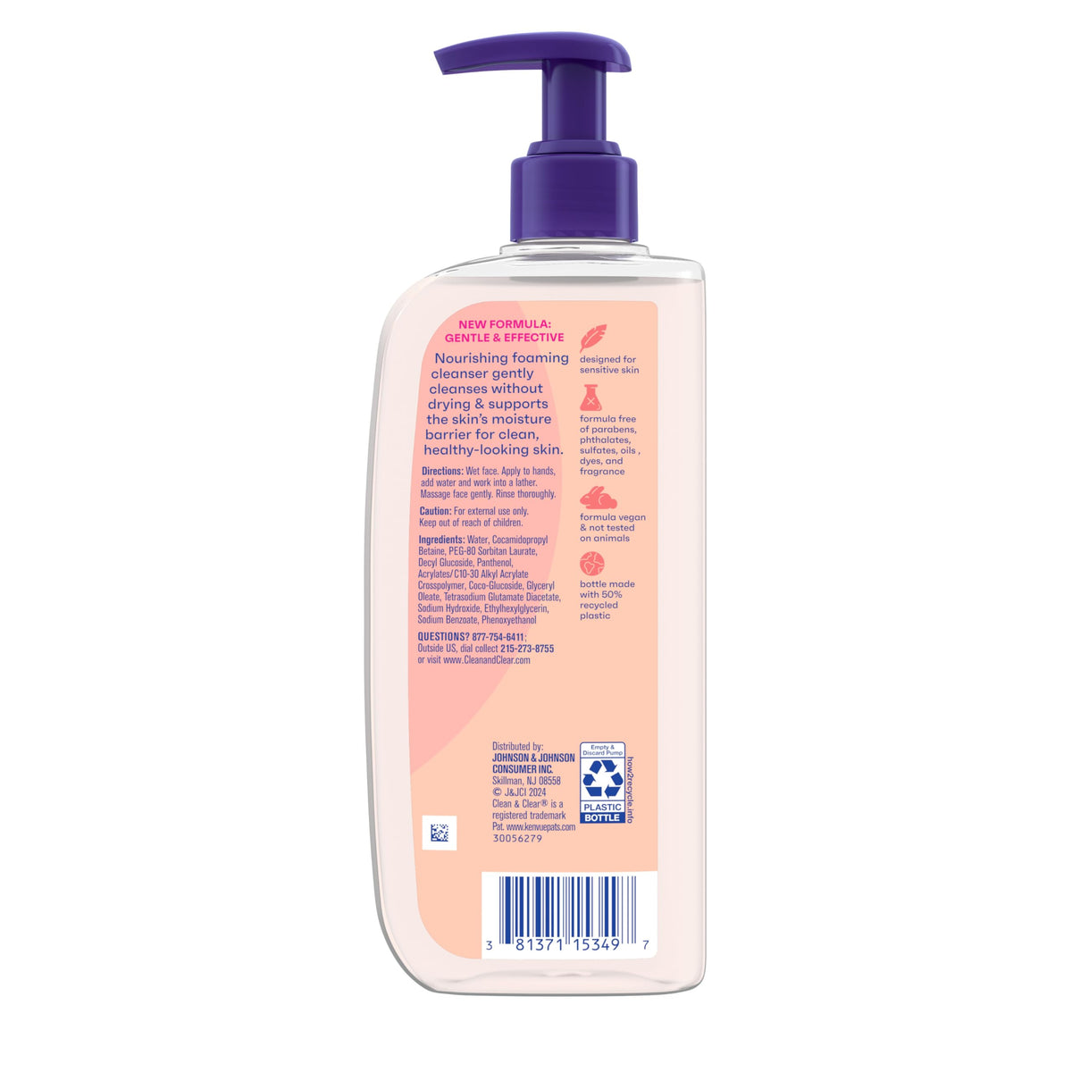 Clean & Clear Essentials Oil-Free Foaming Facial Cleanser, Daily Foaming Face Wash with Pro-Vitamin B5 for Sensitive Skin