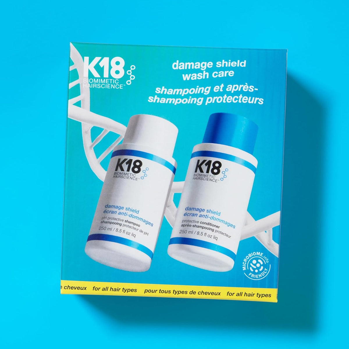 K18 Damage Shield Wash Care Set | Full-Size Color-Safe Protective Shampoo + Conditioner Reduces Frizz And Tangles, Maintains Hair Health, Protects From Damage