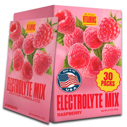 Dr. Price’s Electrolytes Hydration Powder Packets – Raspberry, 30 Packs | Sugar Free Electrolyte Drink Mix, 72+ Trace Minerals, Manganese | Keto Electrolytes,