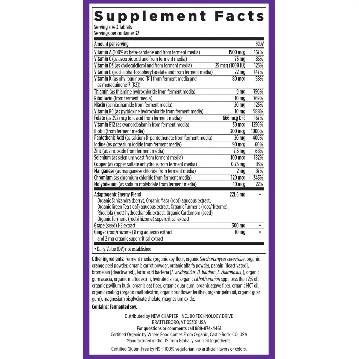 New Chapter Energy Supplement - Perfect Energy Multivitamin for Balanced Energy + Stress Support with B Vitamins + Vitamin D3 New Chapter