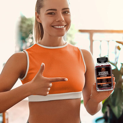 Effective Nutra Saffron Gummies for Adults 88.5mg - Mood Support & Stress Relief with GABA, Passion Flower - 5-in-1 Formula - Sugar-Free, Vegan, Non-GMO, Made in USA - 90 Count (45-Day Supply)