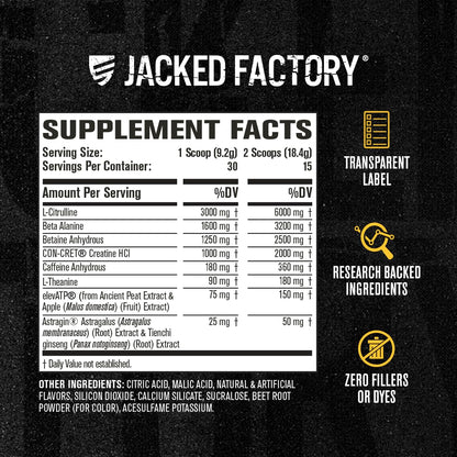 Jacked Factory Nitrosurge Build Pre Workout with Creatine for Muscle Building - Con Cret Creatine Powder & elevATP for Intense Energy, Powerful Pump