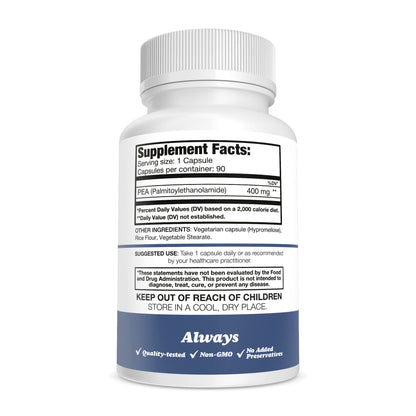 Pure Nootropics - Palmitoylethanolamide (Micronized Pea) 400 mg Capsules | 90 Veg Caps Value Pack | Supports Relief from Occasional Discomfort | Supports Immune System Pure NootropicsBuy Supplements Australia
