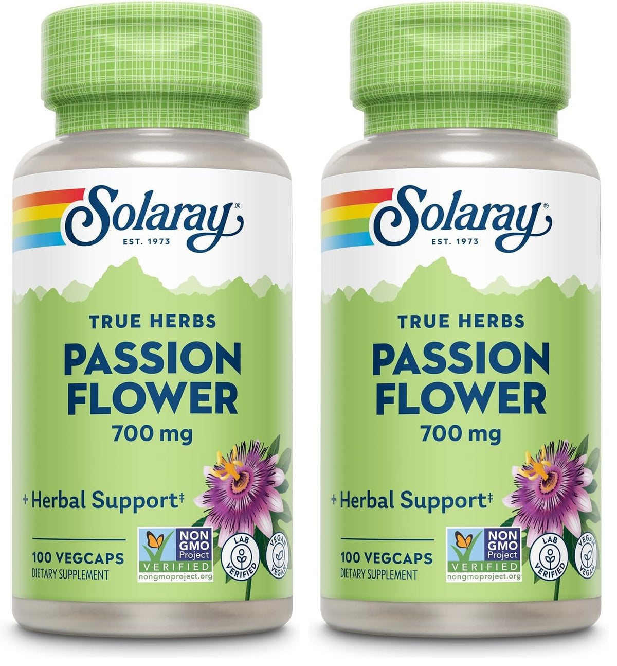 SOLARAY Passion Flower 700 mg Whole Aerial - Soothing Herbal Support - Passion Flower Capsules - Vegan, Non-GMO, 60-Day Guarantee, Lab Verified - 50 Servings, 100 VegCaps