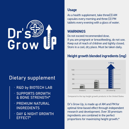 BONE SCIENCE Dr's Grow UP AM & PM Bone Support for Kids & Teens, D3 K2 MK-7