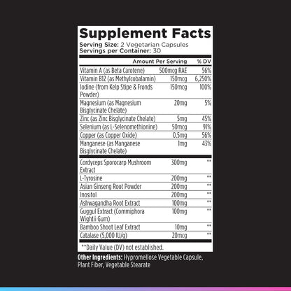 Livingood Daily Thyroid Support Supplement, 16-in-1 Wellness Blend with Adaptogenic Herbs, Iodine, Magnesium and Selenium, Thyroid Support for Women & Men, Vegetarian Capsules, Gluten Free, 60 Count