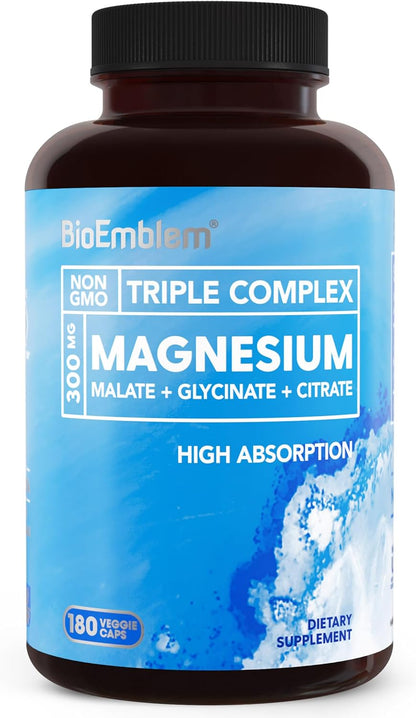 BioEmblem Triple Magnesium Complex 180 Capsules and CoQ10 with BioPerine 90 Count