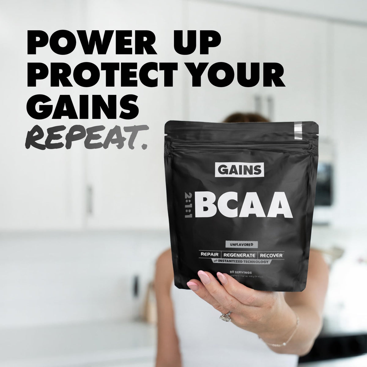 Gains in Bulk BCAA Powder, Amino Acids, Unflavored, 30 Servings