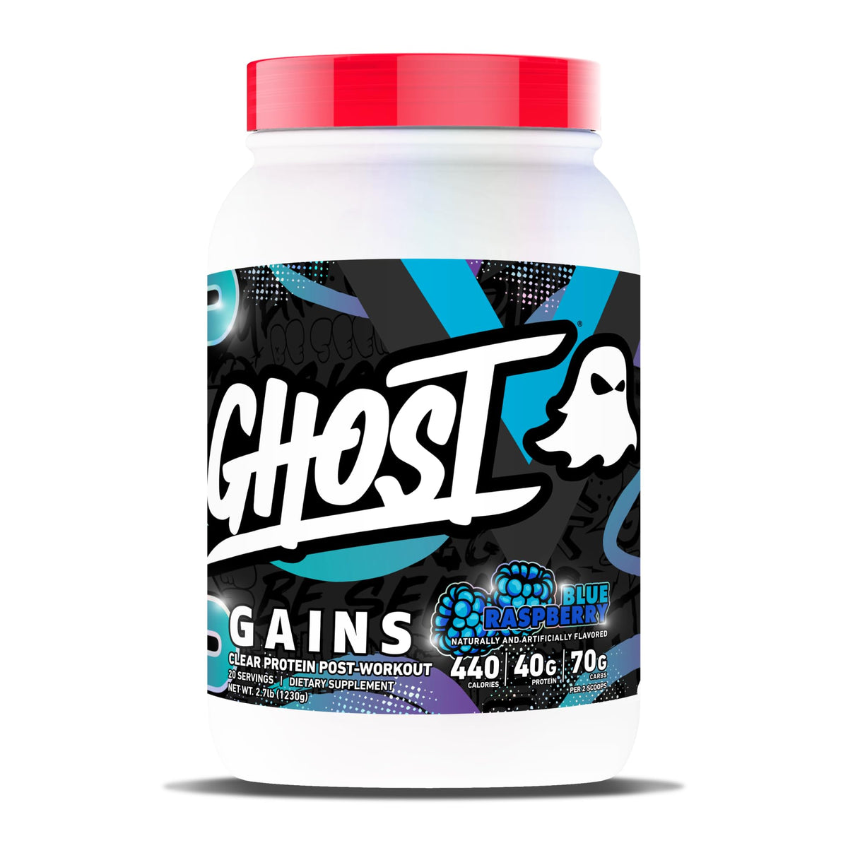 GHOST Clear Gains Mass Gainer Protein Powder - Post-Workout Weight Gainer Mix - 40g of Whey Protein Isolate, 440 Calories & 70g Vitargo Carbs - Lean Muscle Building & Recovery - Strawberry Watermelon