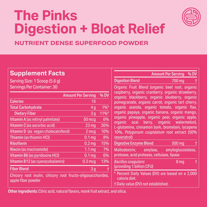 Proper, The Pinks Digestion and Bloat Relief. Drink Mix with Gut Health Probiotics, Prebiotics, Beet Root & Enzymes for Digestive Support. Bloating and Microbiome
