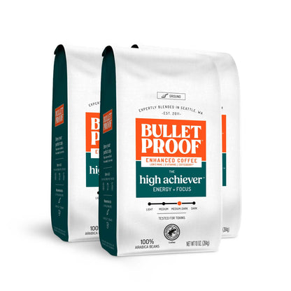 Bulletproof High Achiever Mushroom Coffee Grounds with Lion's Mane, B Vitamins & Adaptogens, Energy and Focus, Medium-Dark Roast, 10 oz