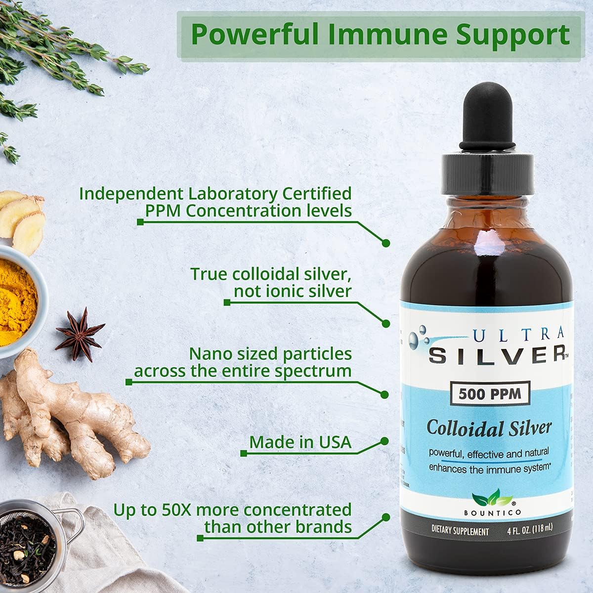 Ultra Silver® Colloidal Silver | 10,000 PPM, 8 Oz (236mL) | Ships as (2) 4 Ounce Glass Bottles | Mineral Supplement | True Colloidal Silver - with Dropper