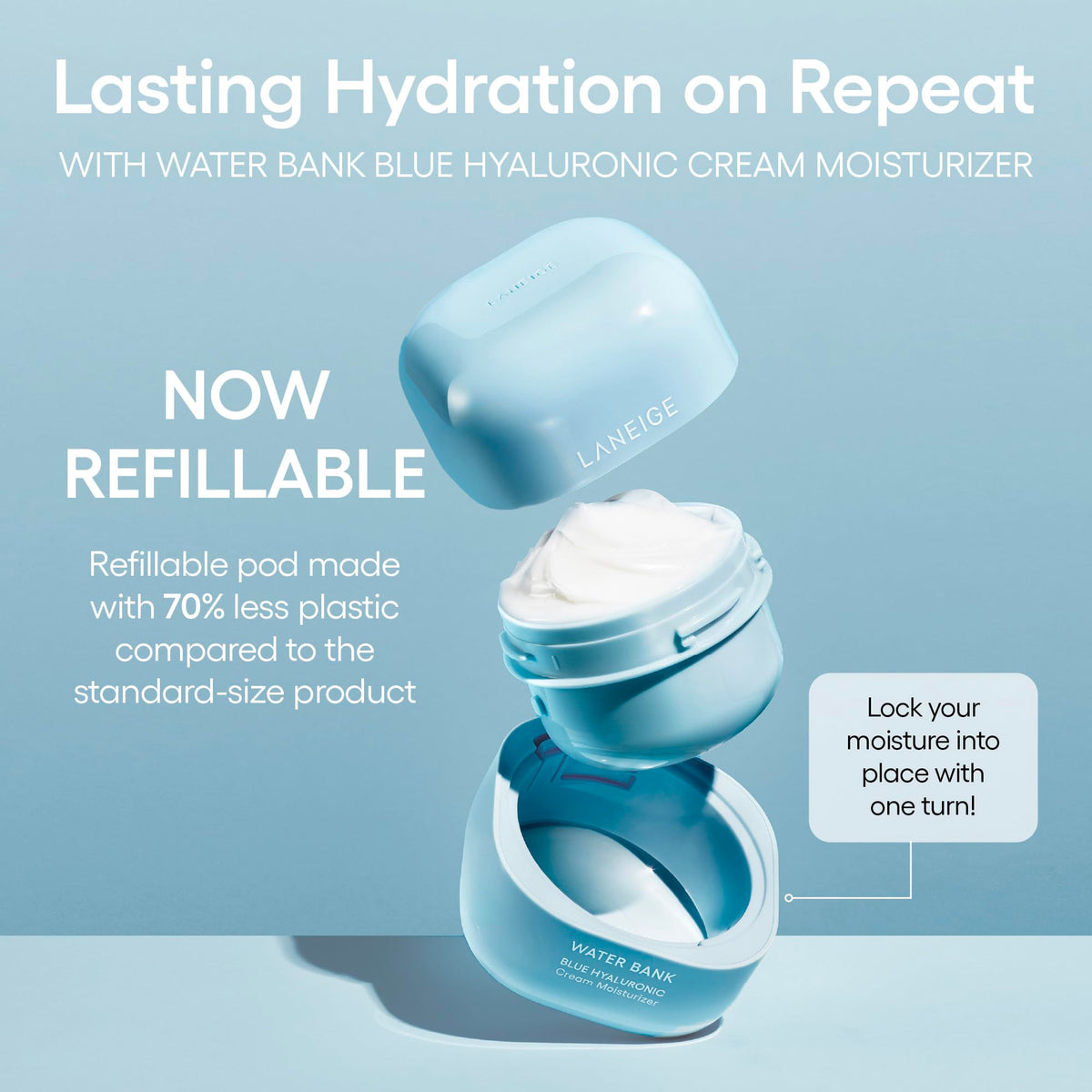 LANEIGE Water Bank Blue Hyaluronic Cream Moisturizer: Hydrating Korean Face Cream with Squalane & Ceramide