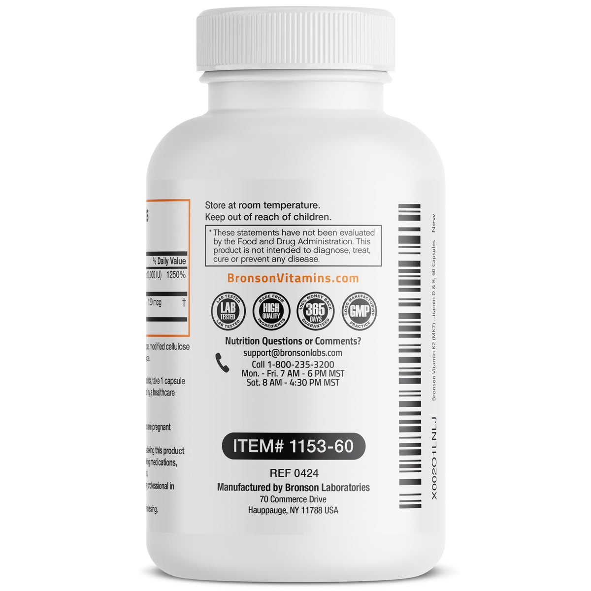 Bronson Vitamin K2 D3 (MK7) Extra Strength D3 & K2 Complex, 120 Capsules | Bone, Immune & Heart Health Support, Gluten Free, Soy Free, Non-GMO, Vitamin D3 10,000IU (250 mcg) & 120 mcg K2 MK-7