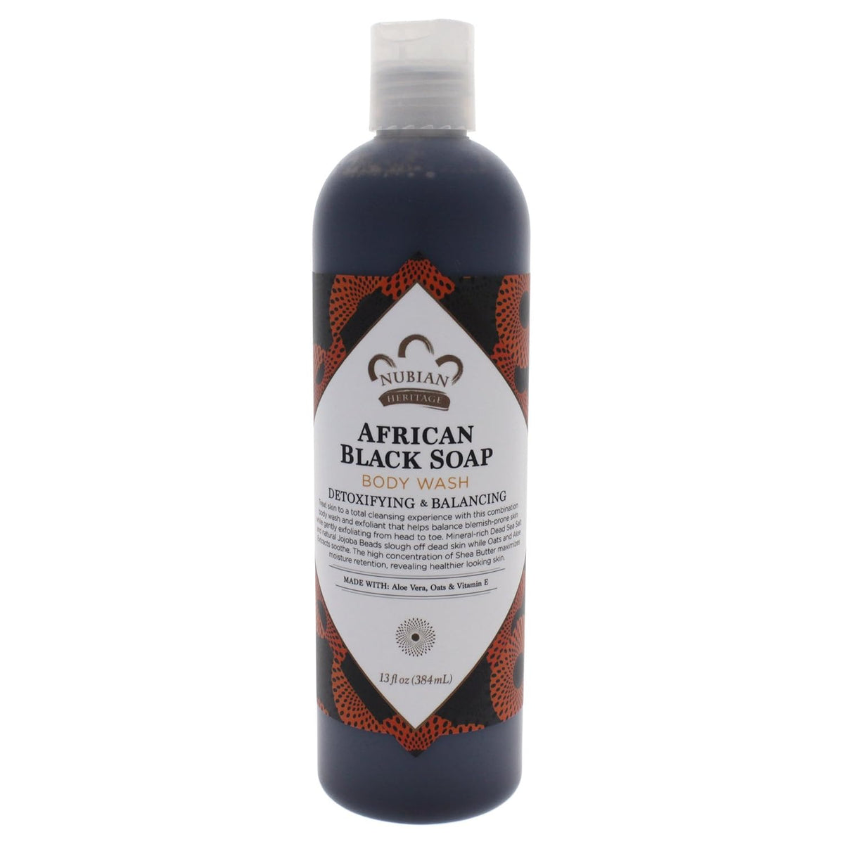 Nubian Heritage Body Wash, African Blk Soap, Tea Tree Oil Oats & Aloe, 13 Fl Oz pack of 2