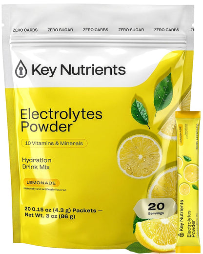KEY NUTRIENTS Potassium Multivitamin Electrolytes Powder, Lemonade, 90 Serv