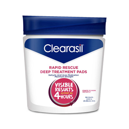 Clearasil Rapid Rescue Deep Treatment Acne Face Pads, Maximum Strenght with 2% Salicylic Acid Acne