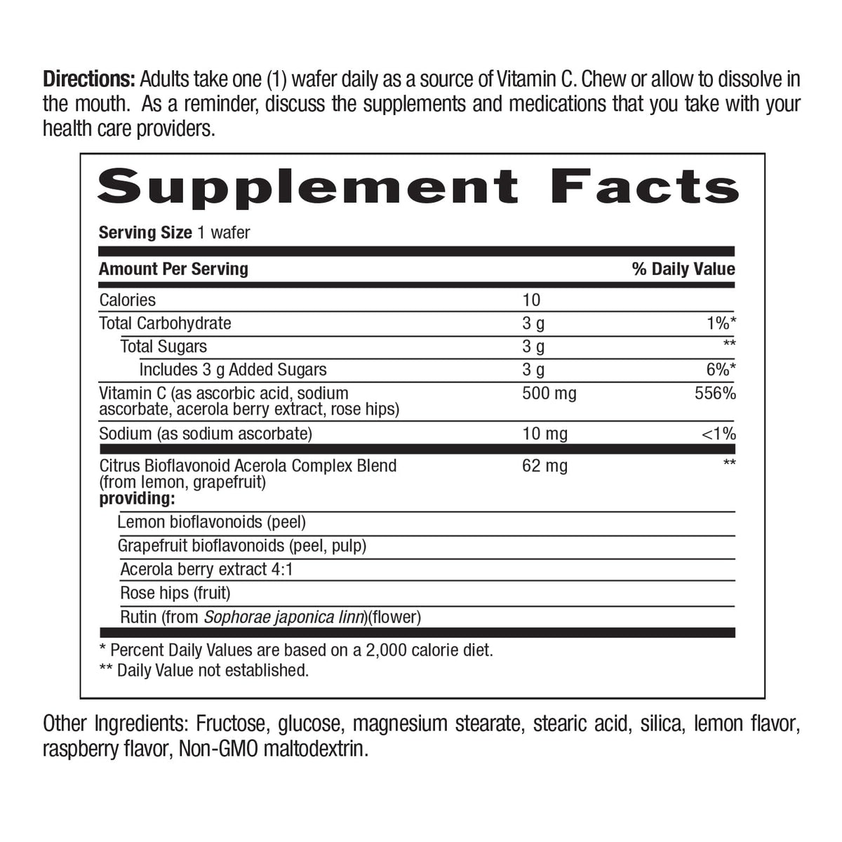 Country Life Acerola Vitamin C Complex 500 mg Chewable Wafers, 180 Count