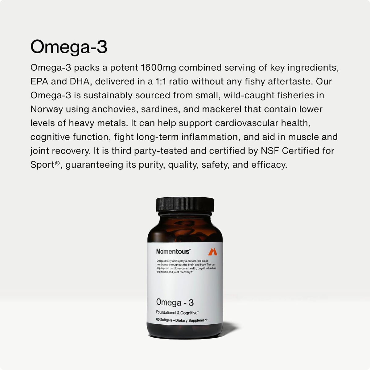 Momentous Creatine Monohydrate Powder & Omega-3 Fish Oil 1,600 mg - Daily Omega-3 Supplement for EPA & DHA -Supports Strength, Lean Muscle, Recovery, & Joint Health - NSF Certified for Sport