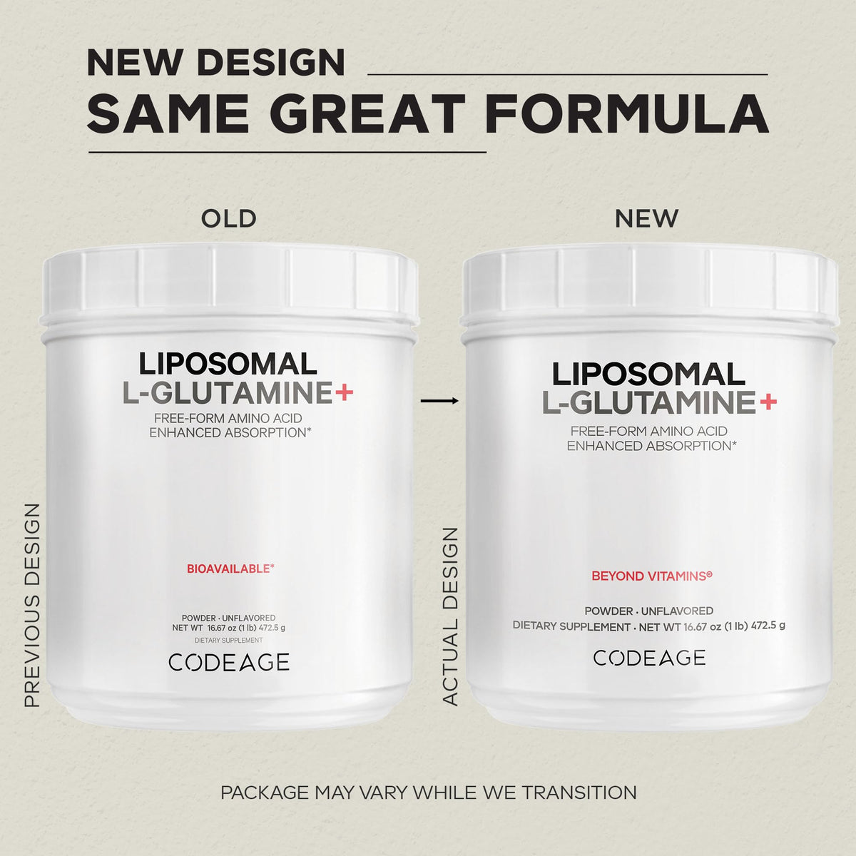 Codeage Liposomal L-Glutamine Powder - High-Potency L-Glutamine 5,000 mg per Serving - 3-Month Supply - Liposomal Delivery, Free-Form Amino Acid, Unflavored Glutamine - Non-GMO Gluten-Free - 16.67 oz CodeageBuy Supplements Australia