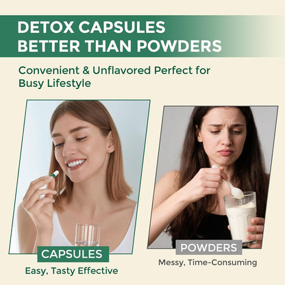 1000 MG Detox & Cleanse Capsules, 26-in-1 Plant-Based Formula for Detoxification, Detox Supplement for Women & Men, Natural Trace Binder, Liver, Antioxidant & Digestive Function, Vegan, 120 Counts