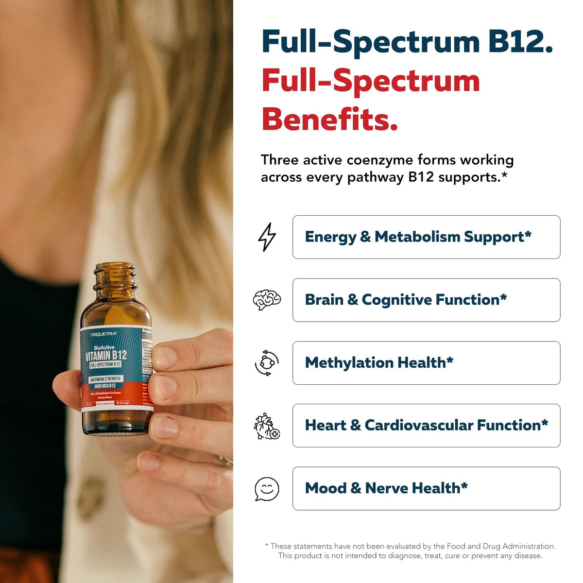 BioActive Vitamin B12 - 5000 mcg, Contains 3 BioActive Forms Methylfolate Cofactor - Methyl B12, Adenosyl B12 & Hydroxy B12 | Supports Energy, Metabolism & Mood | Vegan, Non-GMO (60 Servings)