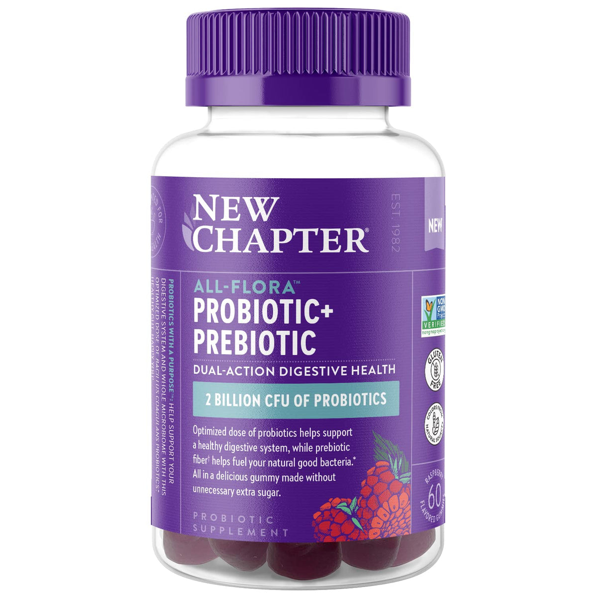 New Chapter Probiotic Gummies for Women and Men, All-Flora (1 Month Supply) – 55% Less Sugar+, Formulated for Holistic Gut Health Support with Probiotics + Prebiotic Fiber