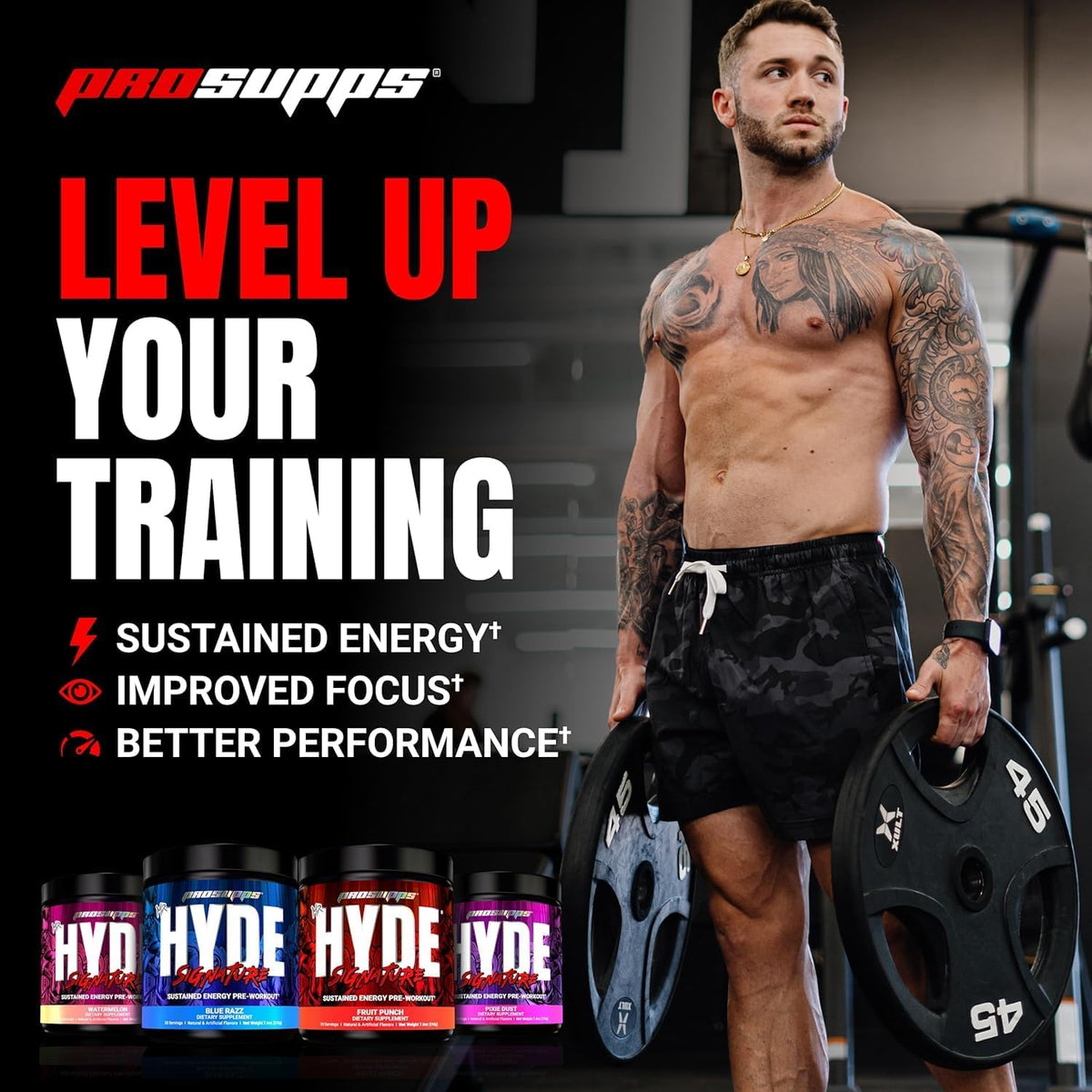 ProSupps L-Carnitine 3000 Stimulant Free Liquid Shots (31 Servings, Berry) and Mr. Hyde Signature Series Pre-Workout Energy Powdered Drink (30 Servings, Watermelon) Bundle