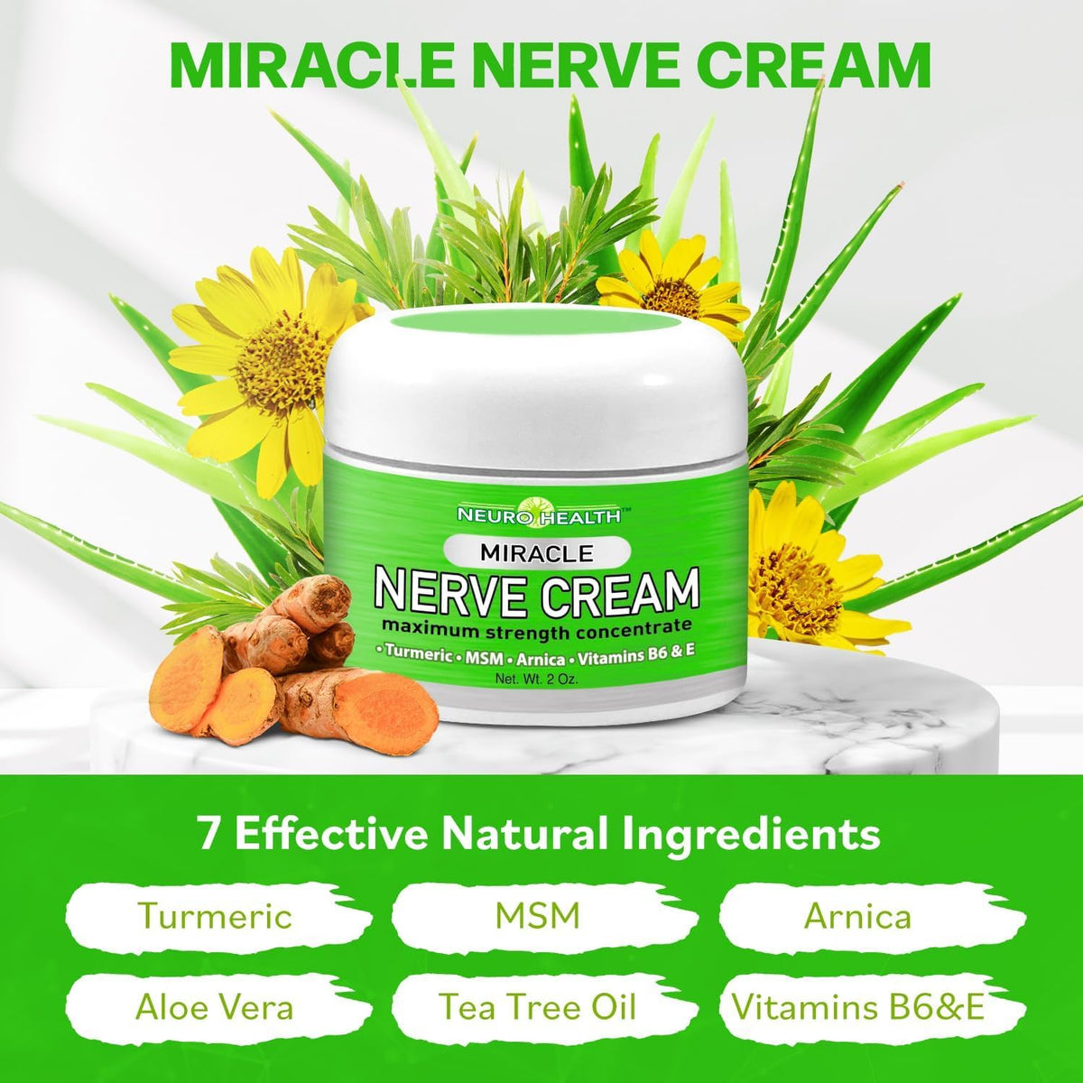 Neuro Health Miracle Nerve Cream - XL 4oz JAR - Maximum Strength - Turmeric and Arnica Blend for Neuropathy Discomfort Relief - Soothing Foot & Hand Formula with MSM, B6, E - Made in USA Neuro HealthBuy Supplements Australia