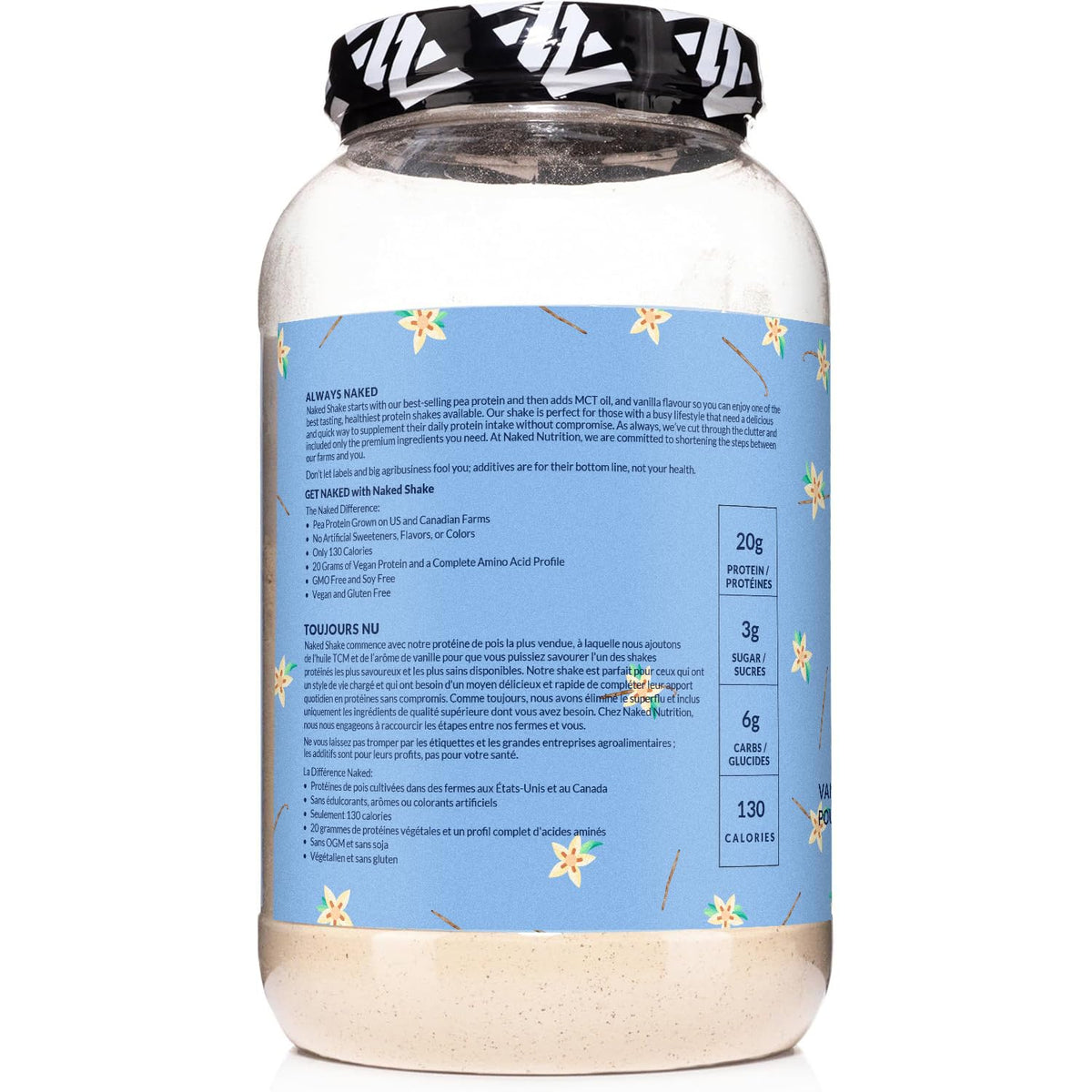 NAKED Shake - Vanilla Protein Powder - Plant Based Protein Shake with Mct Oil, NSF Certified, Gluten-Free, Soy-Free, No Gmos Or Artificial Sweeteners - 30 Servings