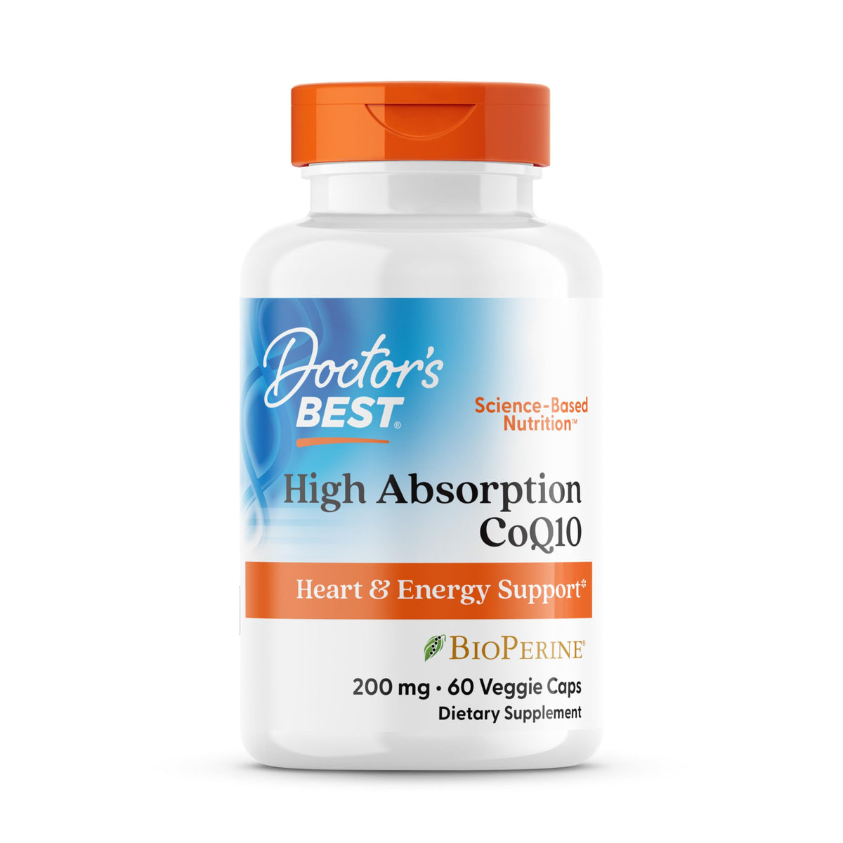 Doctor's Best High Absorption CoQ10 200mg with BioPerine Supplement - Coenzyme Q10 Caps for Heart Health & Antioxidant Support, CoQ10 200 mg for Women & Men, Non GMO - 60 Veg Capsules