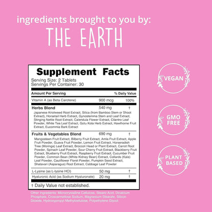 Vegan Collagen Booster for Hair, Skin & Nails, Plant-Based, Non-GMO, 60 Ct