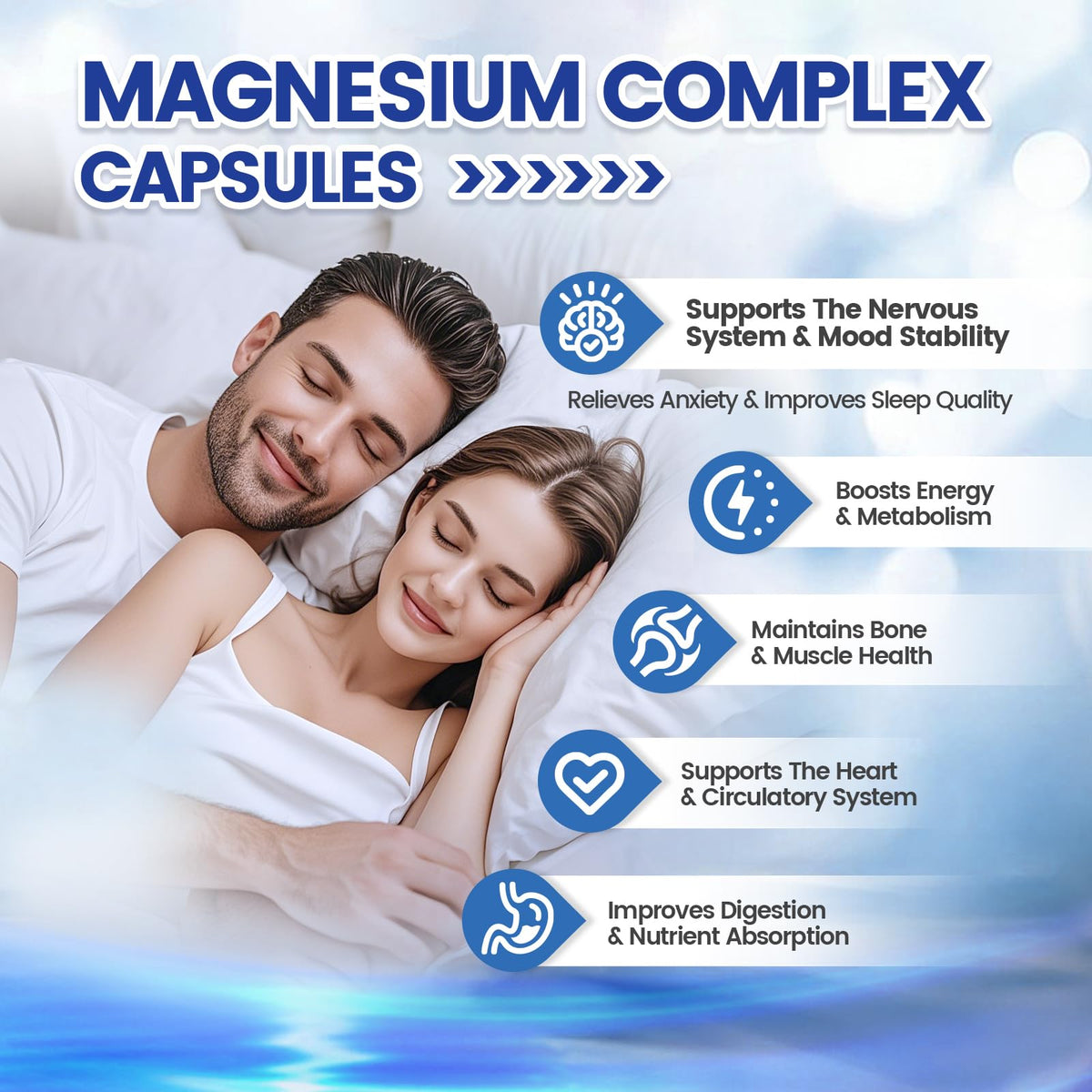 Triple Magnesium Complex for Women and Men, Magnesium Glycinate 400mg, Malate, Citrate, High Absorption Chelated Magnesium Supplement Support Sleep, Muscle, Non-GMO, Gluten Free - 240 Capsules