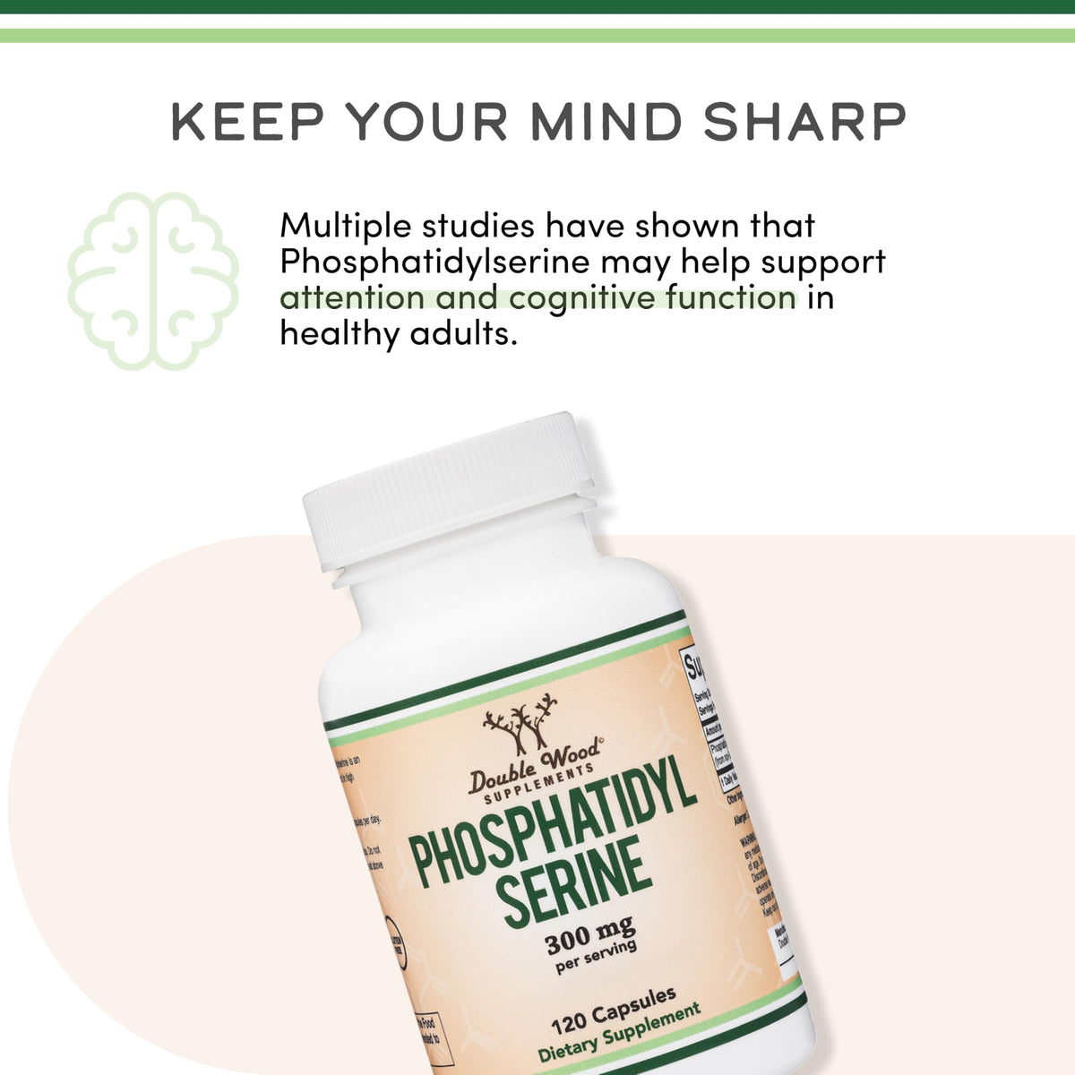 PhosphatidylSerine Supplement 300mg Per Serving, 120 Capsules (Phosphatidyl Serine Complex) by Double Wood