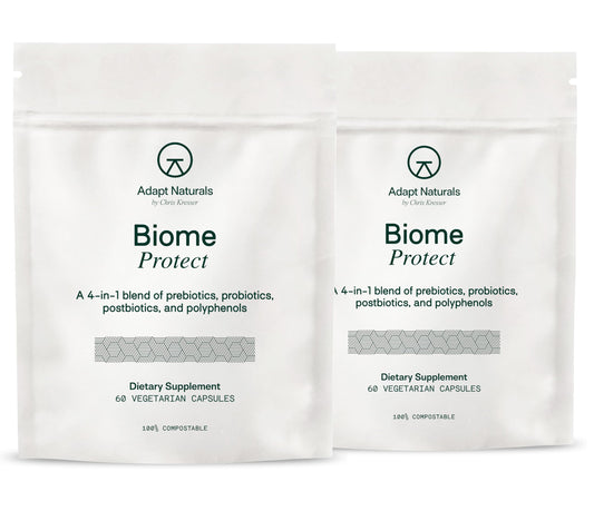 Adapt Naturals 4-in-1 Biome Protect Prebiotics, Probiotics Supplement Postbiotics & Polyphenols for Microbiome, Gut Health & Defense