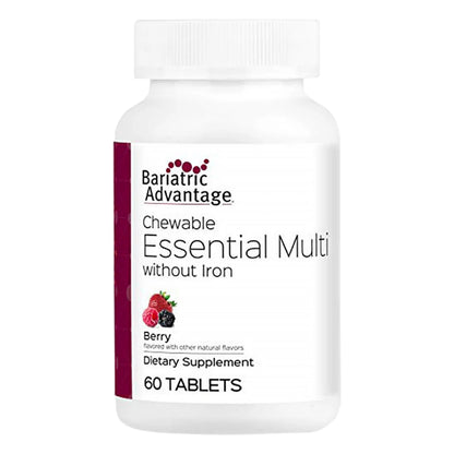 Bariatric Advantage Chewable Essential Multivitamin Without Iron - 200 DV of Key Nutrients - Trace Mineral Support Bariatric Advantage