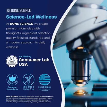 BONE SCIENCE Prime Berberine Phytosome with Berbevis and BioPerine, Metabolic Wellness Support with Ceylon Cinnamon, Banaba, Bitter Melon and Quercetin, Vegetarian Capsules