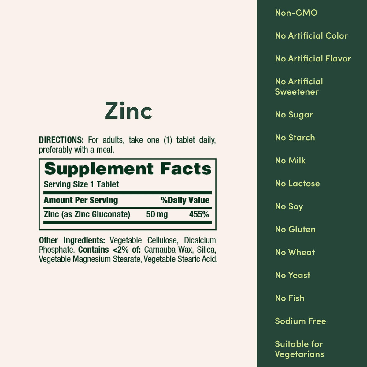 Nature’s Bounty Zinc 50mg, Immune Support & Antioxidant Supplement, Promotes Skin Health, 1 Caplet Per Day, Gluten Free, 250 Vegetarian Caplets