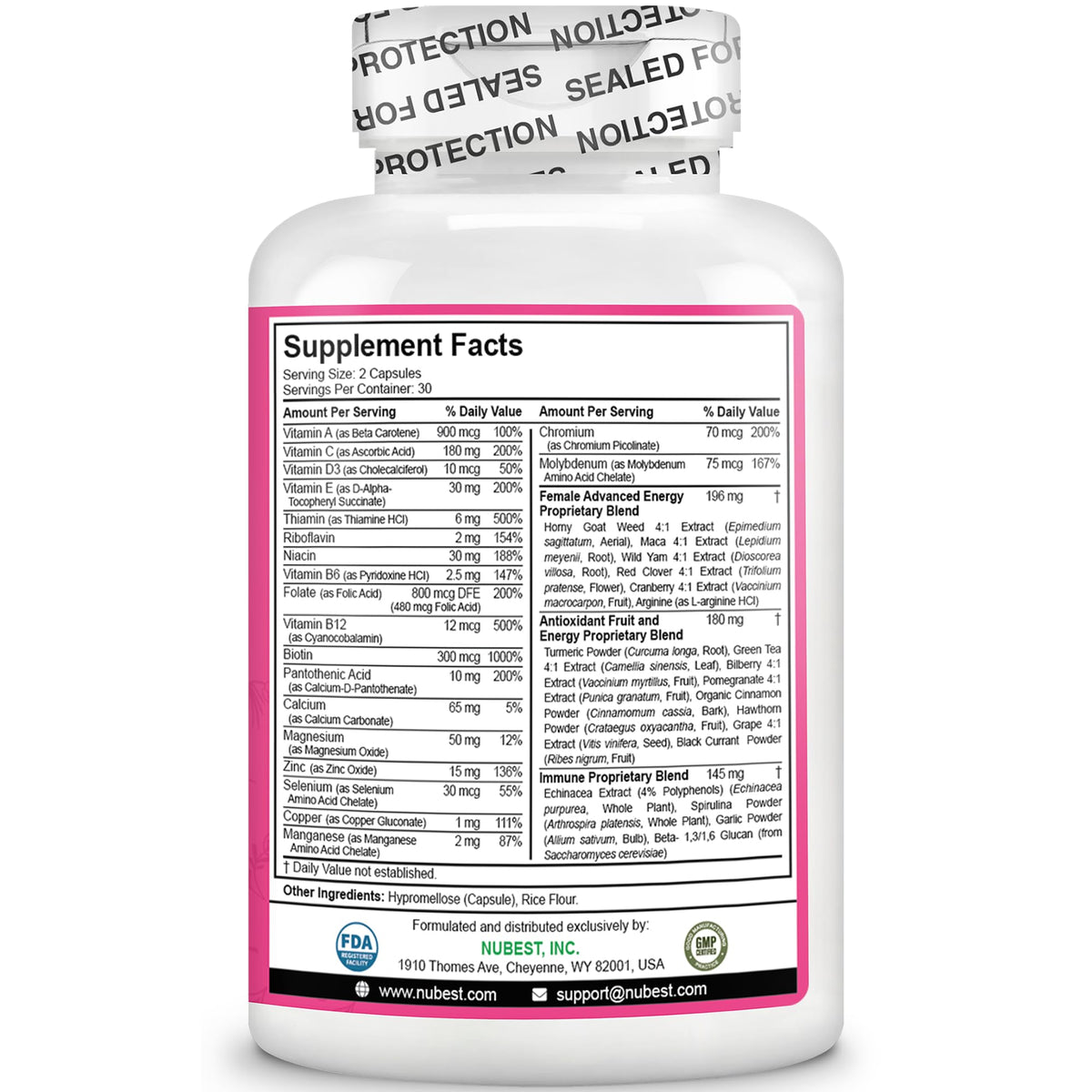 Multivitamin for Women with 39 Key Nutrients, Essential Vitamins, Minerals, Horny Goat Weed, Maca, Wild Yam, Red Clover, Cranberry, Arginine, Herbal Supplement | 60 Vegan Capsules | 1 Month Supply NuBest buy supplements Au