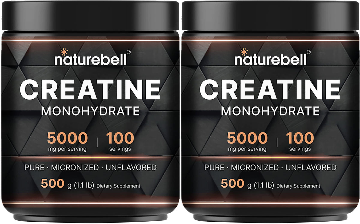 NatureBell Micronized Creatine Monohydrate Powder, 200 Servings | 5g Per Serving. Creatine Bulk Supply (1 kg / 2.2 lb). Unflavored & Easy-to-Mix. Keto, Vegan, Filler Free.