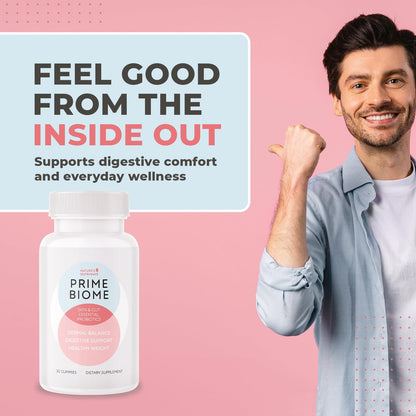 Nature’s NutriWave PrimeBiome Probiotic Gummies – Plant-Based Blend with Inulin, Lion’s Mane, Ginger & More– Non-GMO, No Stimulants, GMP Certified – 30 Gummies, 1 Month Supply Nature’s NutriWaveBuy Supplements Australia