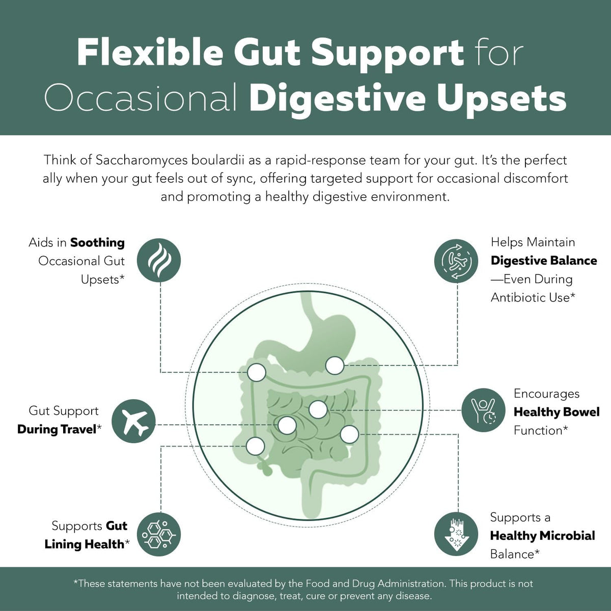 Organic Saccharomyces Boulardii - 10 Billion CFU - Clinically Validated CNCM I-1079 Probiotic Strain - Gut, Digestion & Healthy Bowel Support - First Organic Form of S. Boulardii Probiotic - 60 Count
