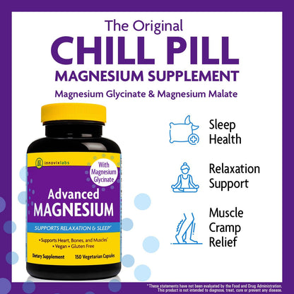 Magnesium & Curcumin Bundle: InnovixLabs Advanced Magnesium (150 Time-Release Capsules) InnovixLabs Turmeric Curcumin (100 Time-Release Tablets). Promotes Relaxation, Bones, Muscle and Immune Health.*
