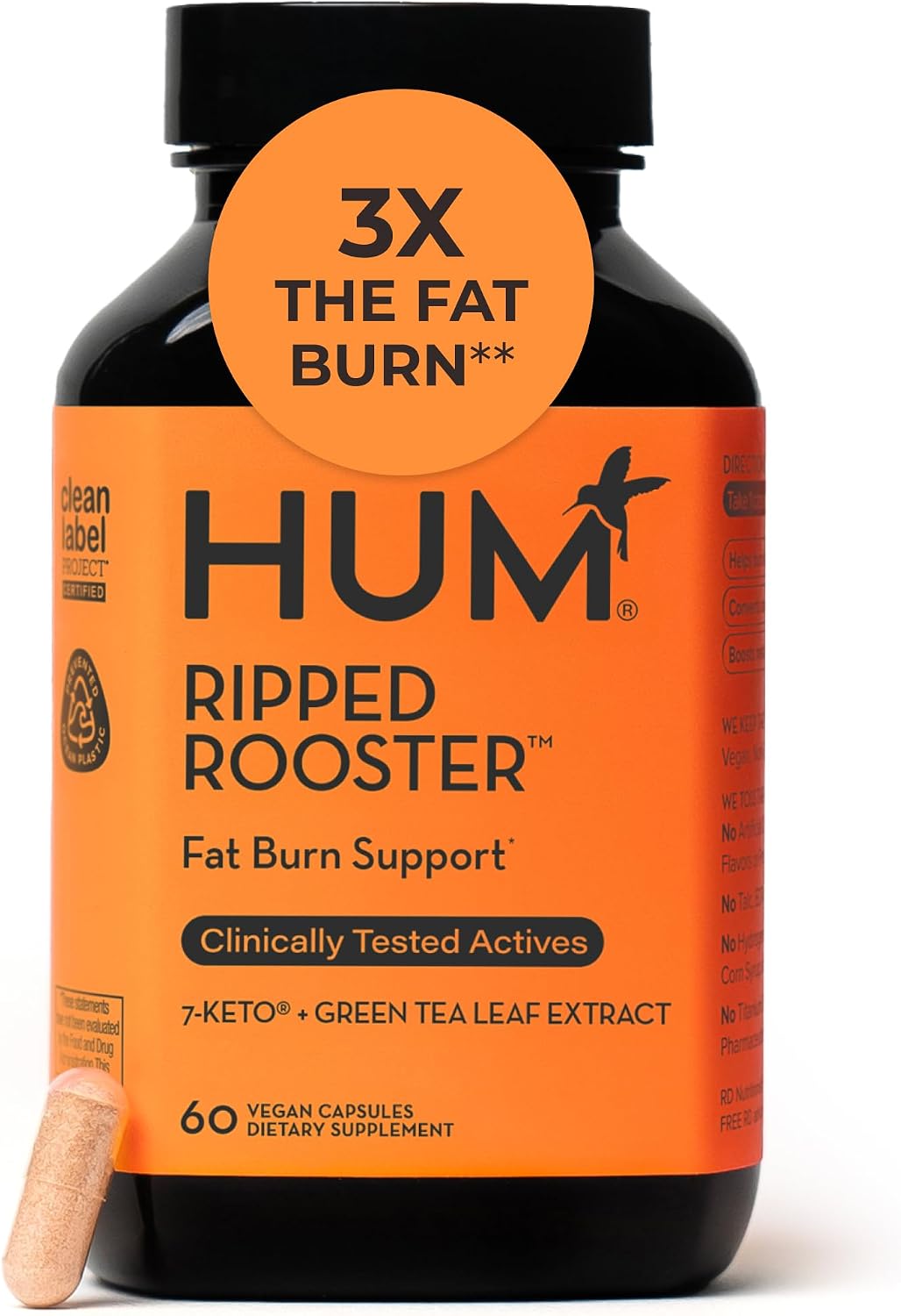 HUM Ripped Rooster Green Tea Extract 7-Keto DHEA & Chromium, 60 Count